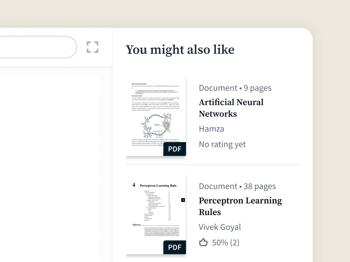 Recommendations column placement