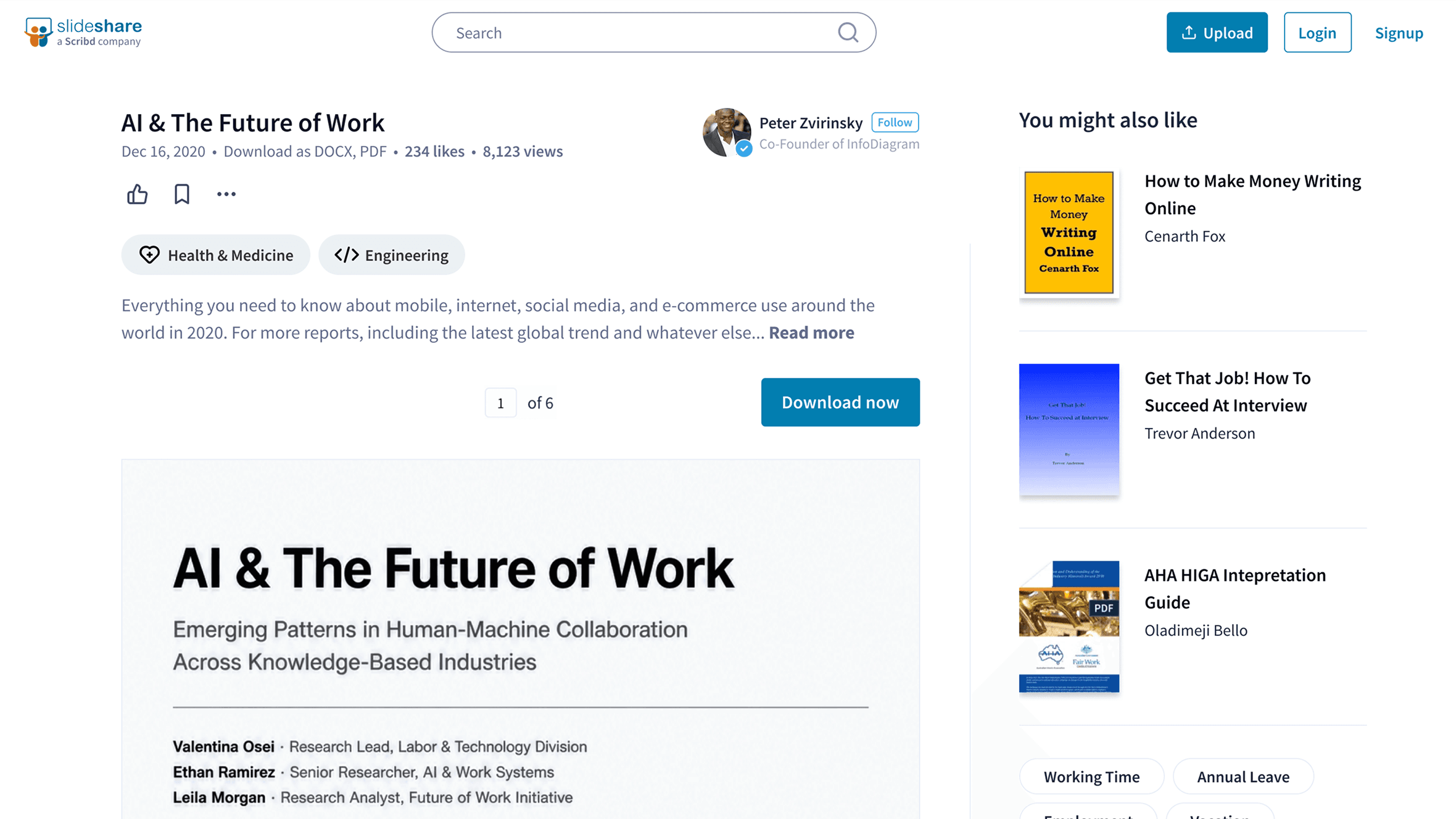 SlideShare document reader — after redesign